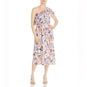 Tahari One Shoulder Floral Ruffle Dress Size Large